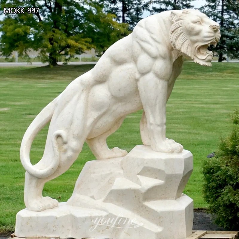 Marble white tiger statue