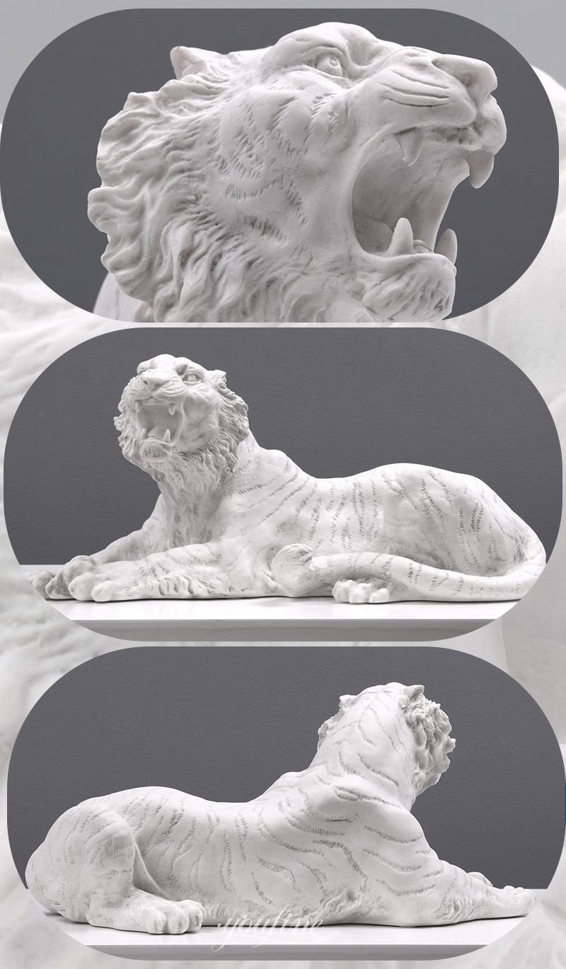 Marble white tiger statue