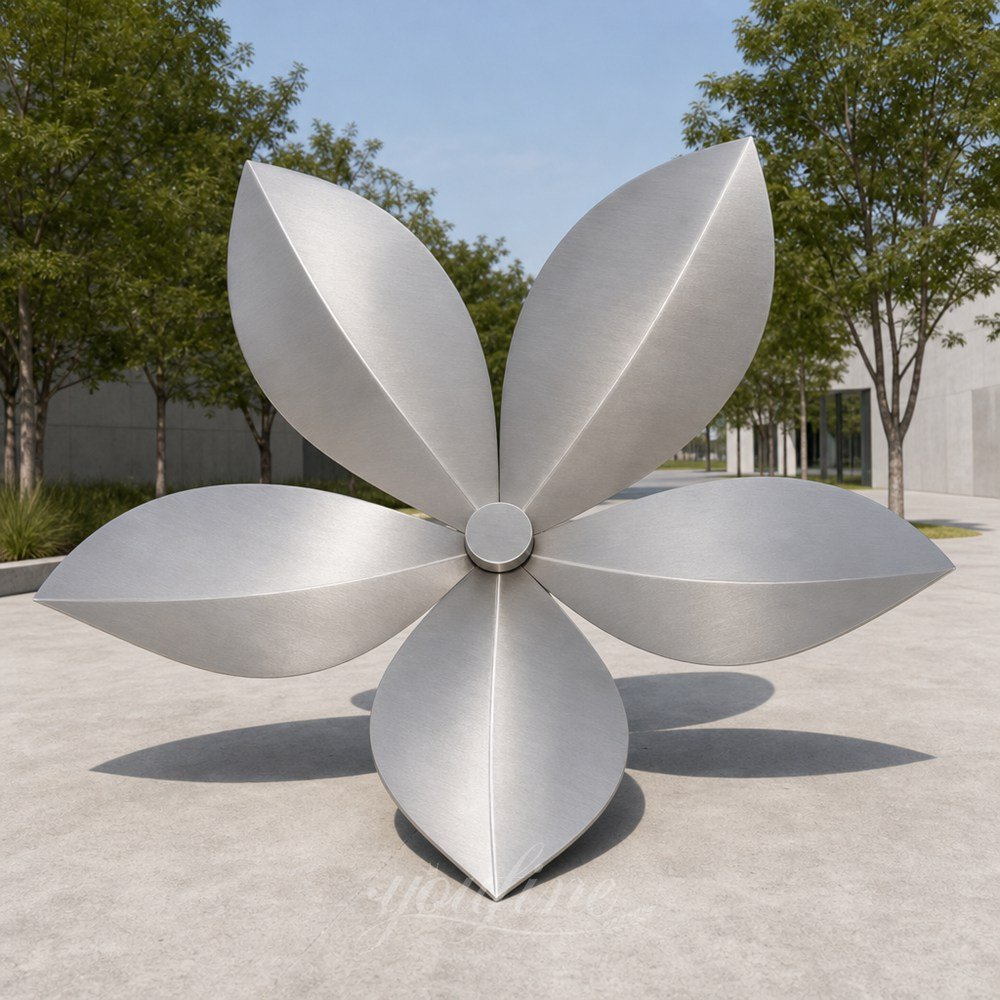 Matte Stainless Steel Flower Sculpture for Square