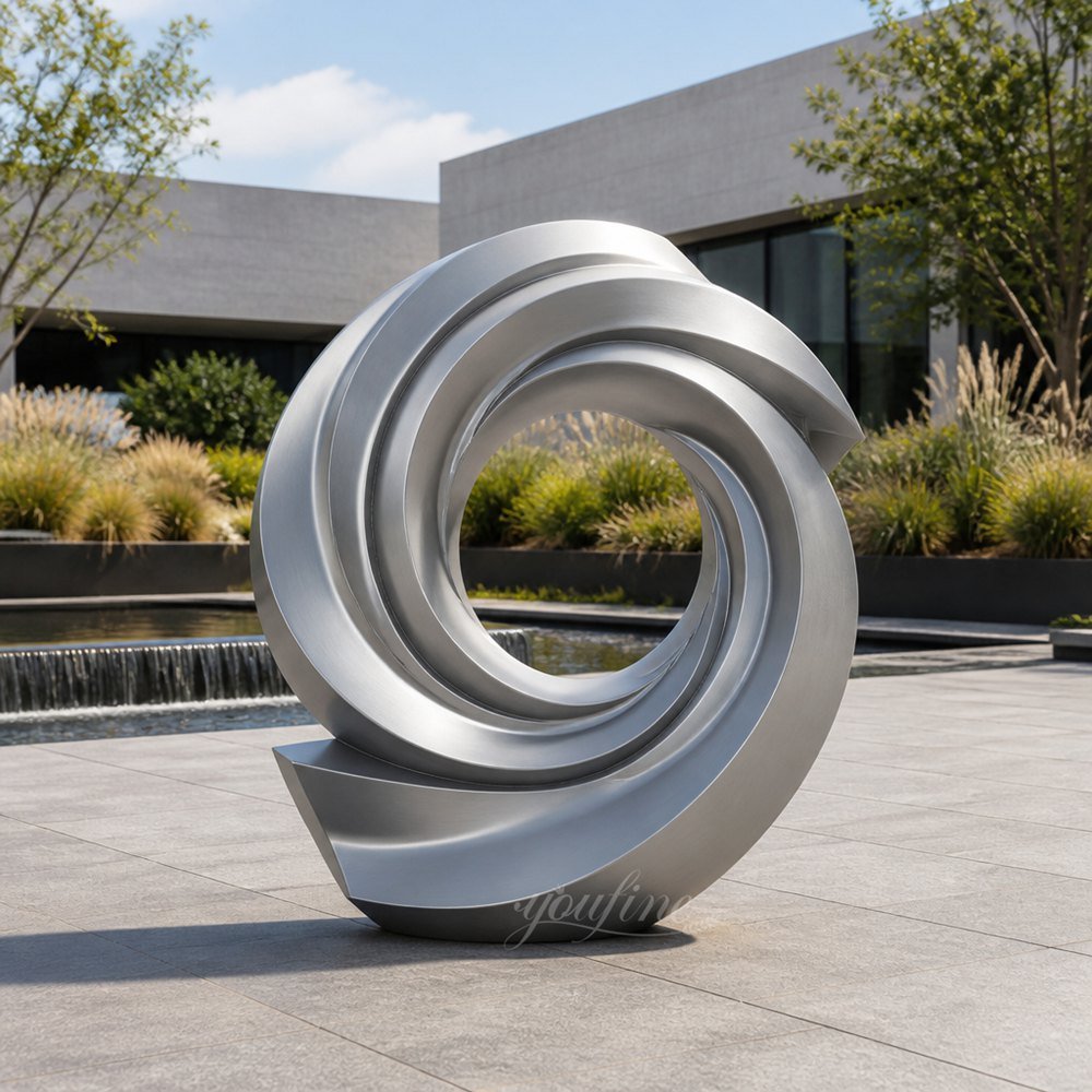 Matte Stainless Steel Vortex Sculpture for Yard