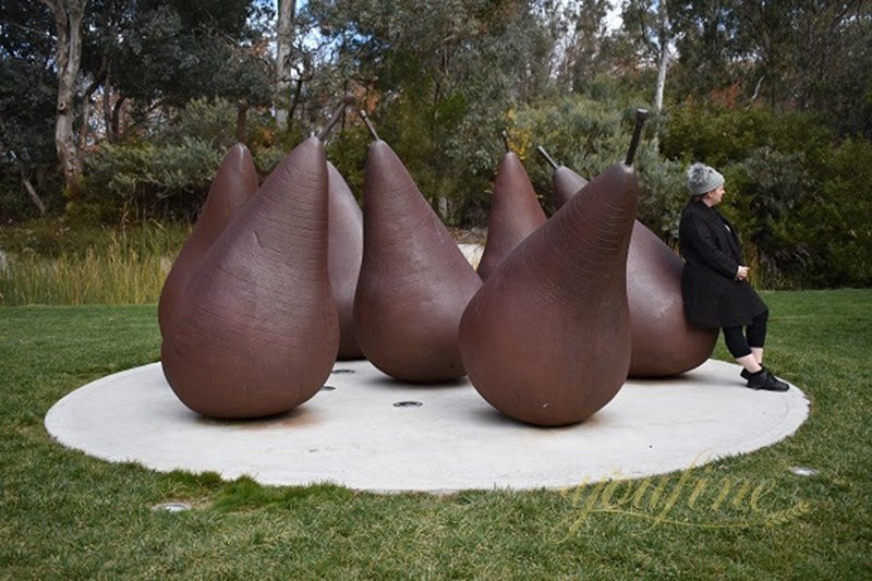 Metal Pear Sculpture for Garden