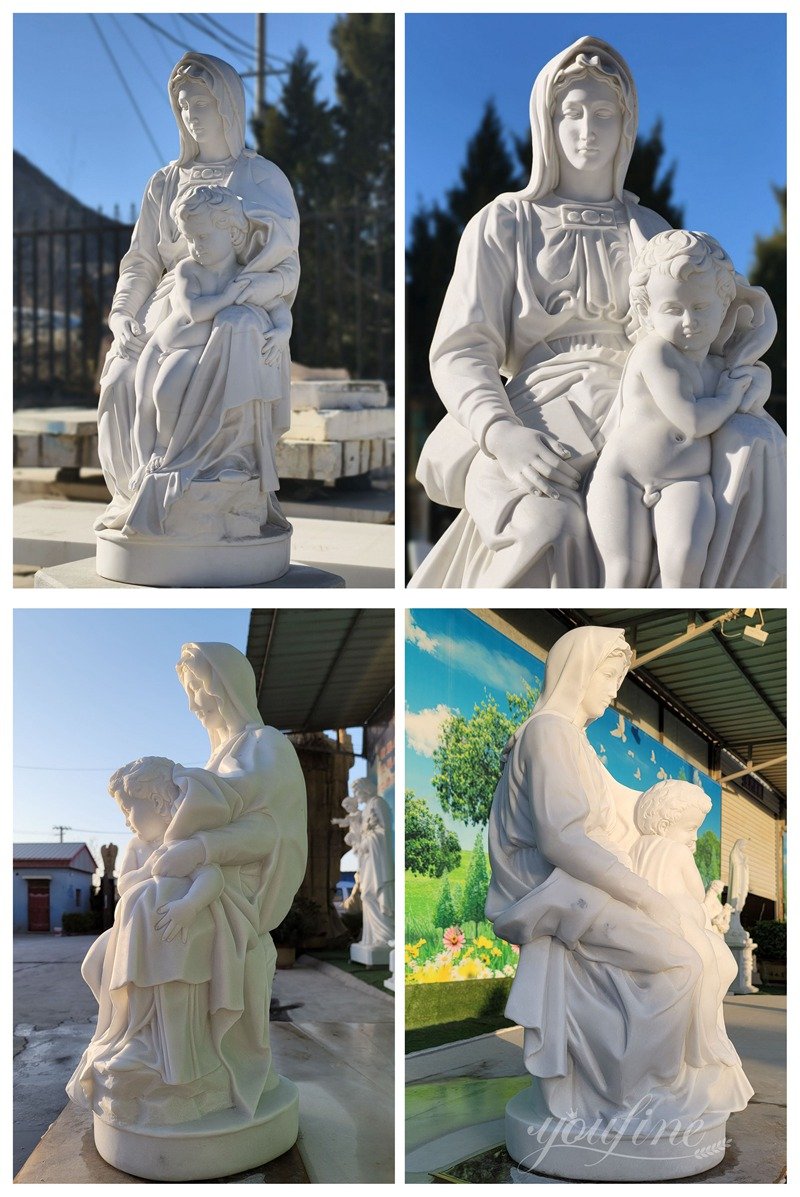 Michelangelo Marble Madonna of Bruges Statue Details
