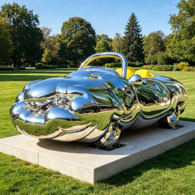 Mirror Polished Cartoon Cloud-Shaped Car Sculpture for Park Decor