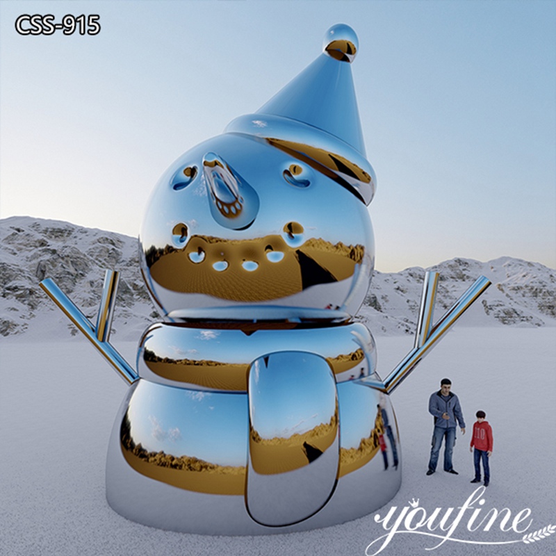 Mirror Polished Large Outdoor Metal Snowman for Public CSS-915