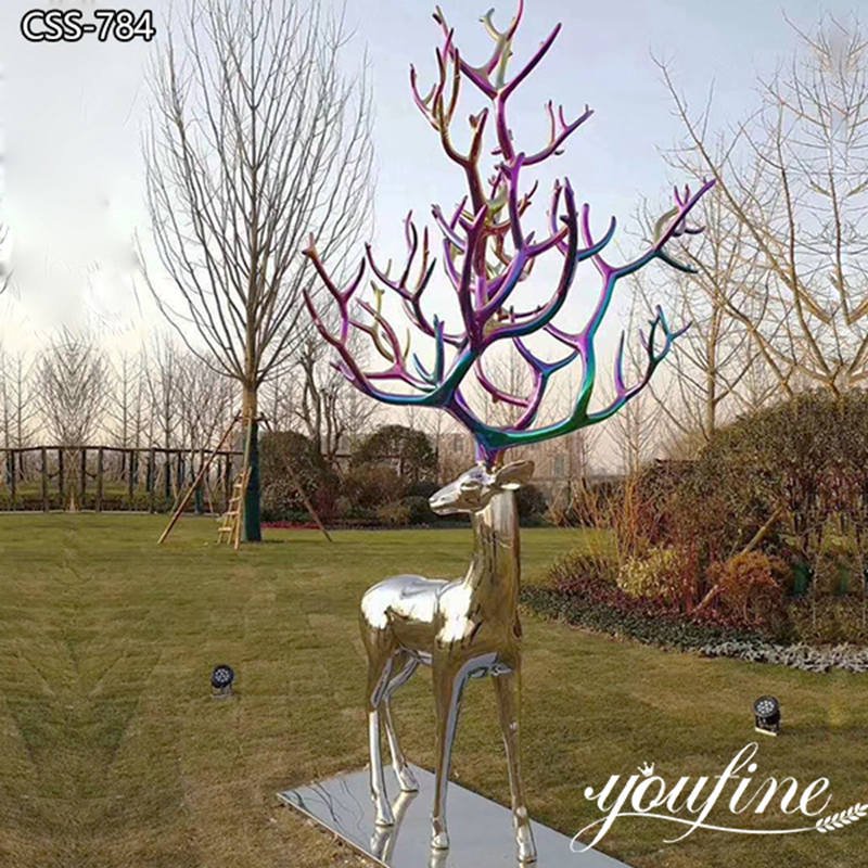 Mirror Polished Metal Deer Sculpture Modern Design for Sale CSS-784