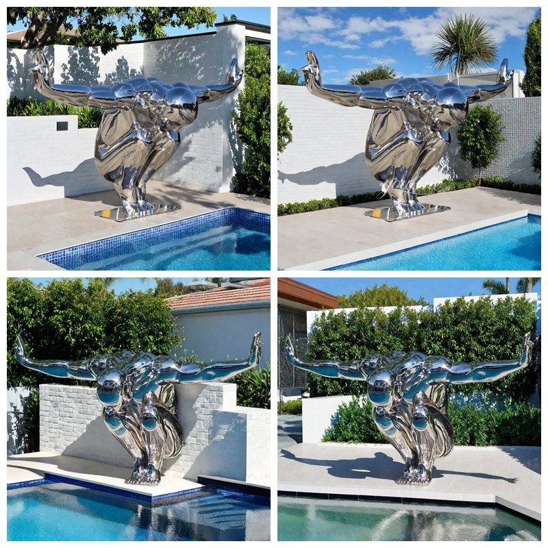Mirror Stainless Steel Diving Man Sculpture Application Scenes
