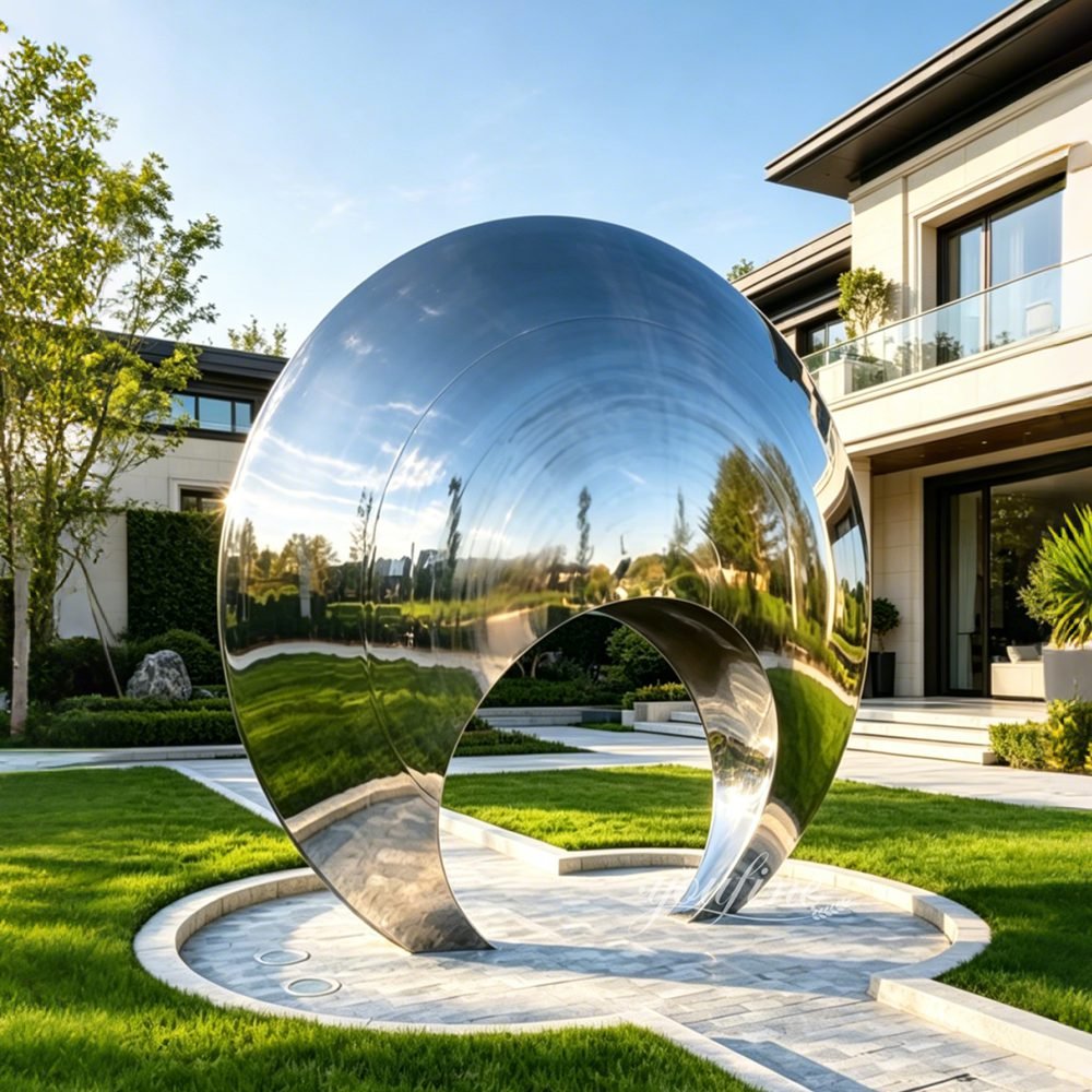 Mirror Stainless Steel Moongate Sculpture for Villa Yard