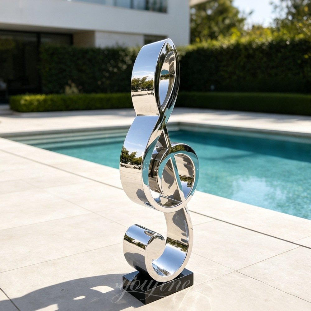 Mirror Stainless Steel Music Note Sculpture for Pool Decor