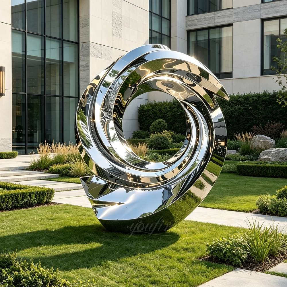 Mirror Stainless Steel Vortex Sculpture for Modern Yard