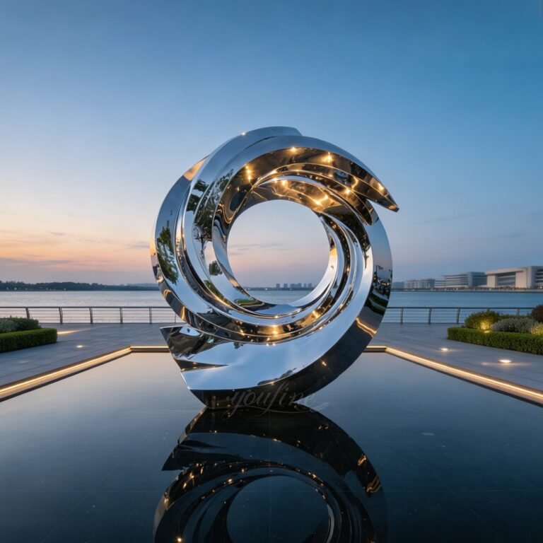 Mirror Stainless Steel Vortex Sculpture for Waterside Plaza