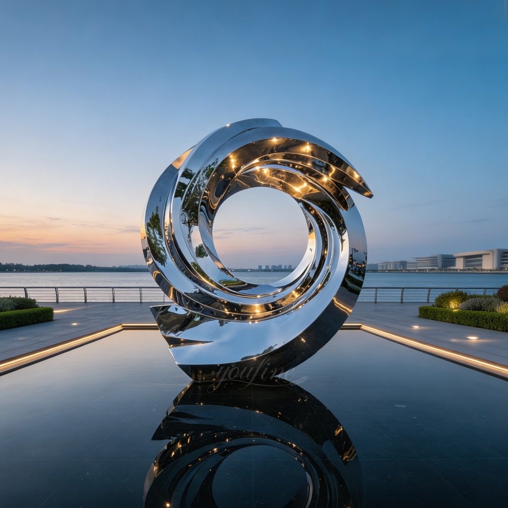 Mirror Stainless Steel Vortex Sculpture for Waterside Plaza