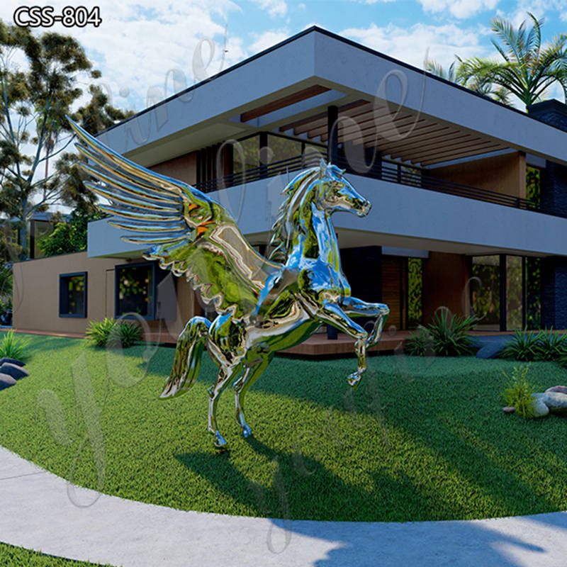 Mirror-like Metal Pegasus Statue Garden Decor for Sale CSS-804