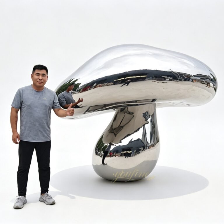 Mirrored Stainless Steel Giant Mushroom Sculpture
