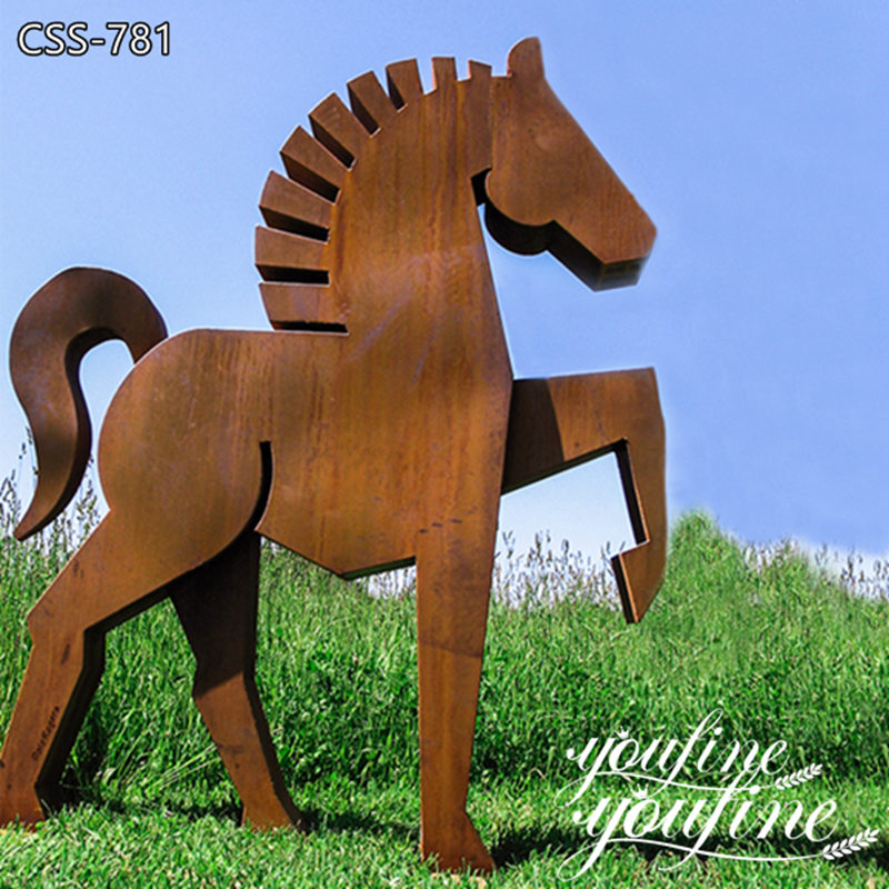 Modern Corten Steel Horse Sculpture Outdoor Decor for Sale CSS-781