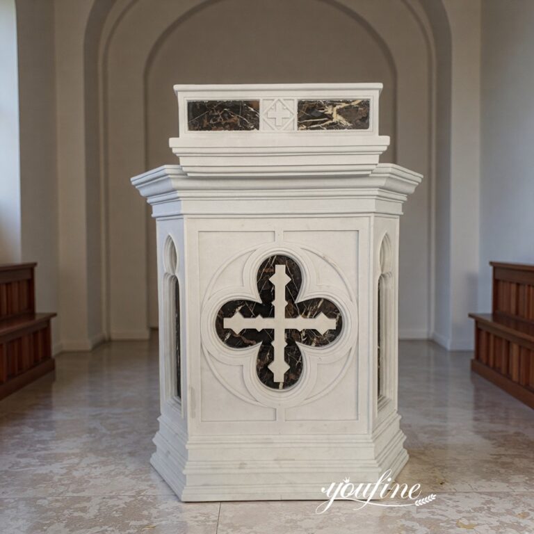 Hand Carved Modern Custom Marble Pulpit Church with Cross