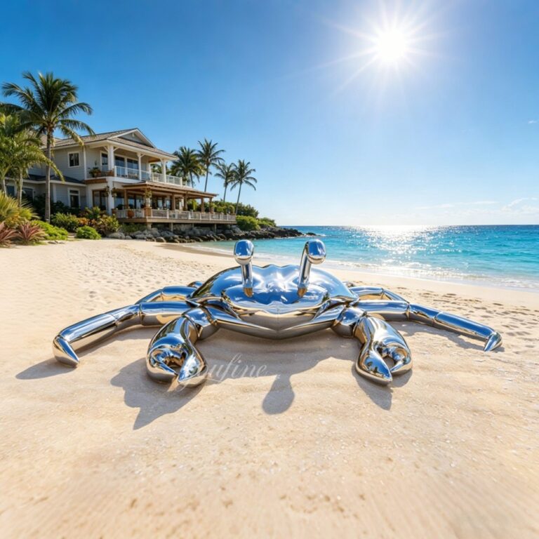 Modern Large Stainless Steel Metal Crab Sculpture for Seaside Beach