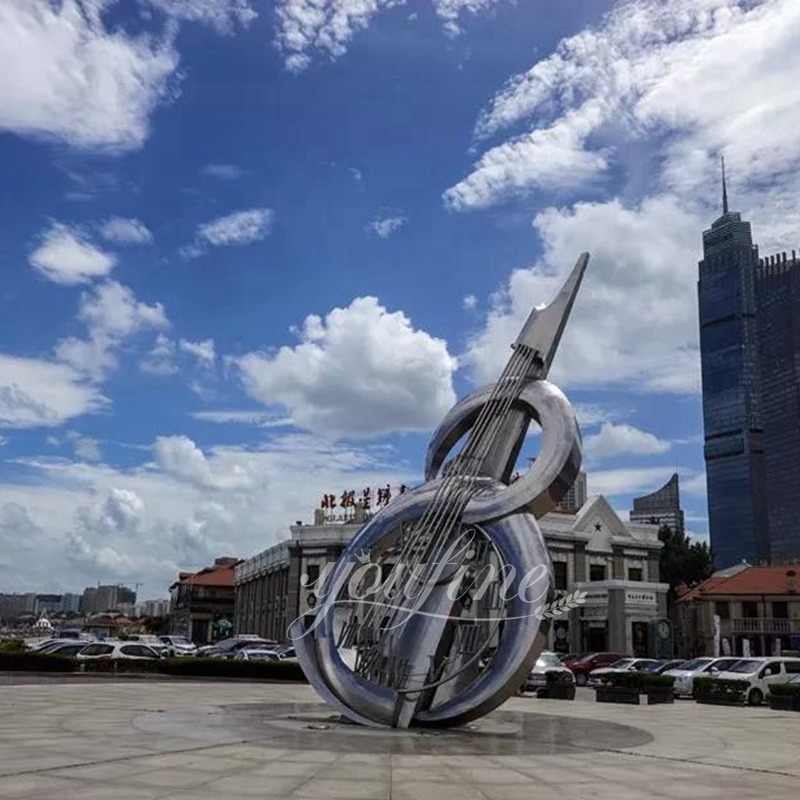 Modern Large Stainless Steel Cello Sculpture