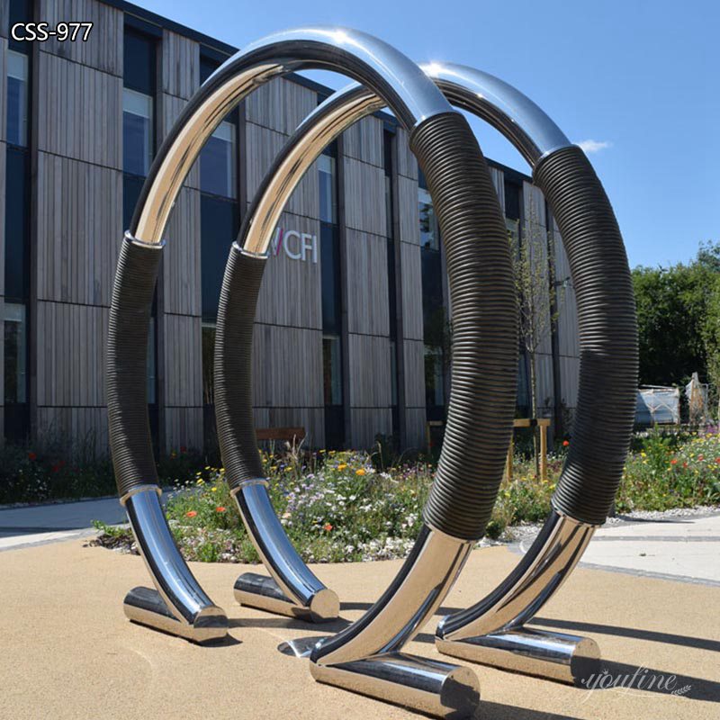 Modern Metal Ring Sculpture Ohm Portal Sculpture