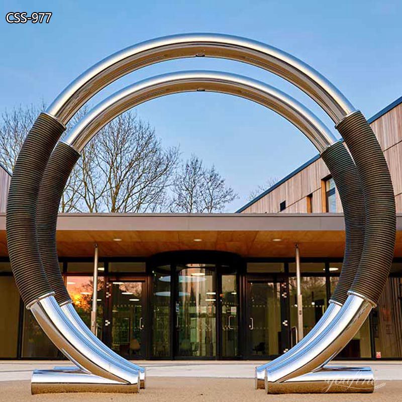 Modern Metal Ring Sculpture: Ohm Portal Sculpture