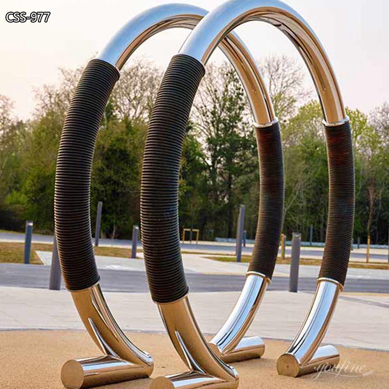 Modern Metal Ring Sculpture Ohm Portal Sculpture