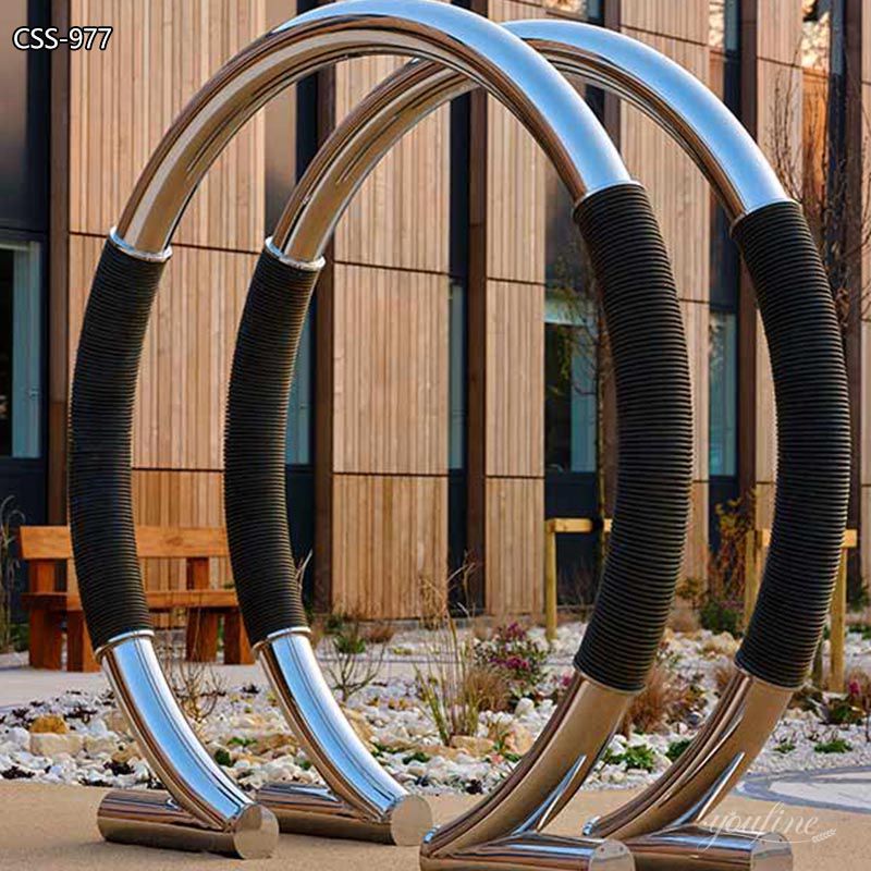 Modern Metal Ring Sculpture Ohm Portal Sculpture