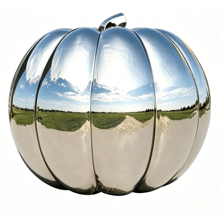 Modern Mirror Finish Stainless Steel Pumpkin Sculpture