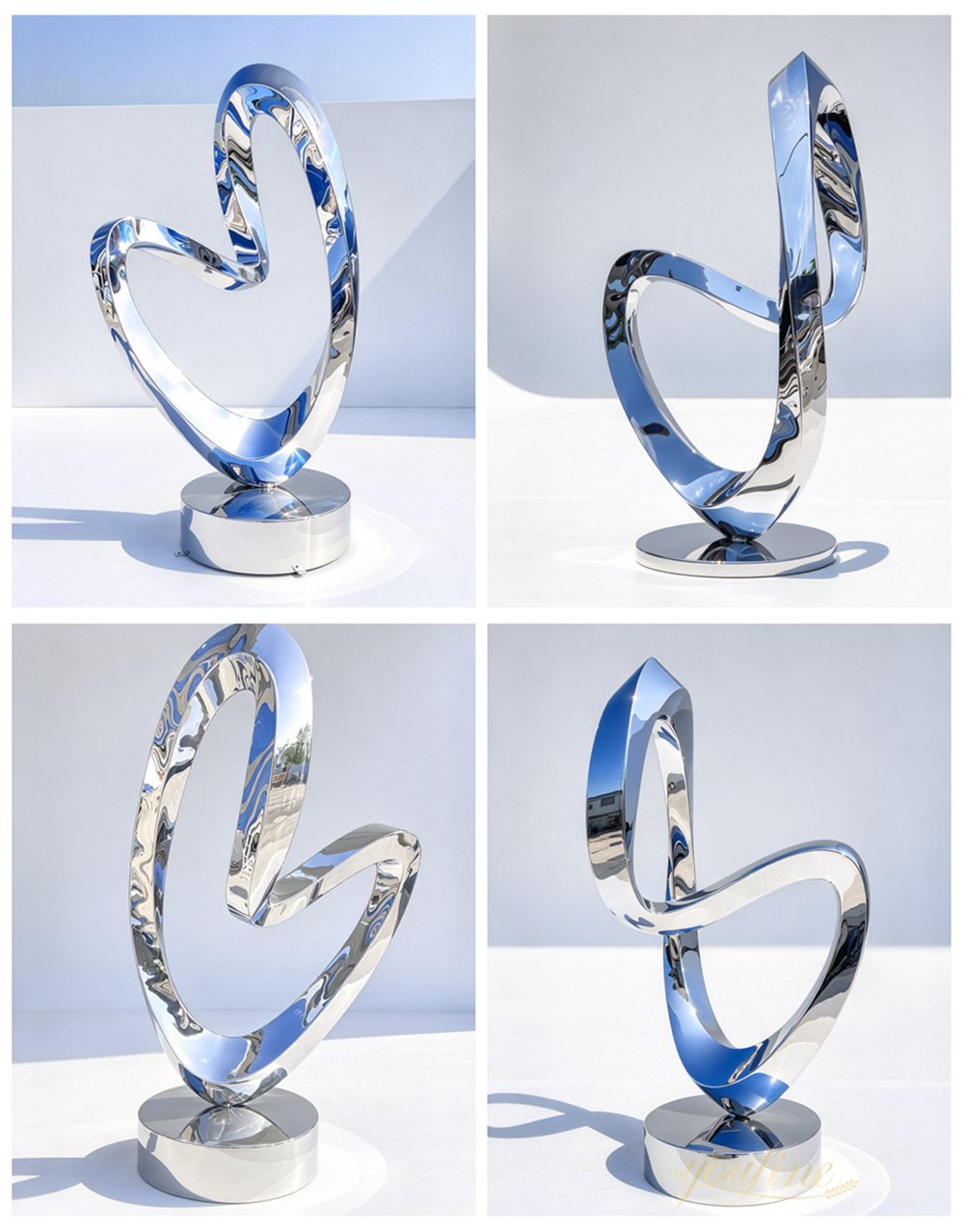 Modern Mirrored Abstract Heart Sculpture Details