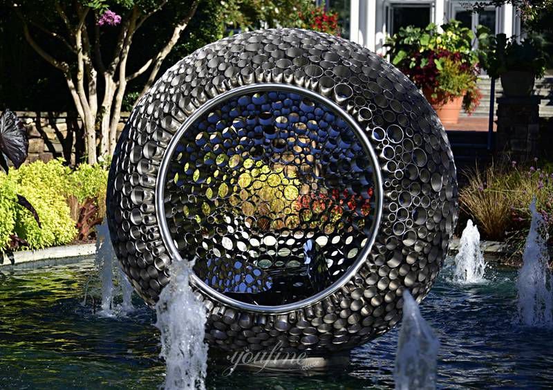 Modern Outdoor Metal Orb Garden Sculpture