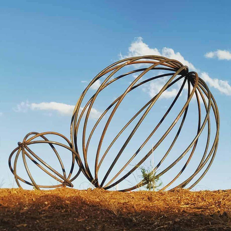 Modern Outdoor Metal Orb Garden Sculpture