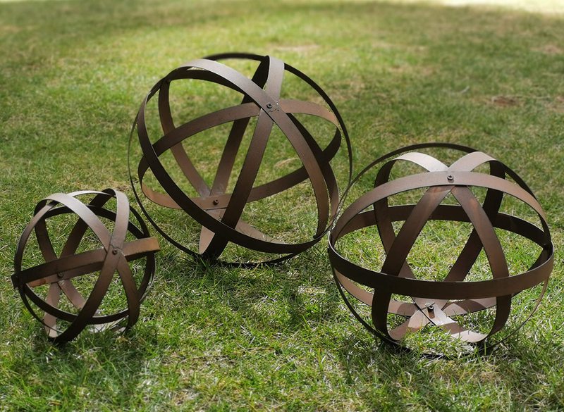 Modern Outdoor Metal Orb Garden Sculpture