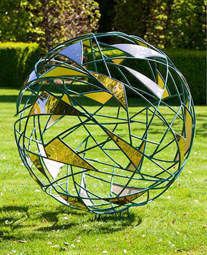 Modern Outdoor Metal Orb Garden Sculpture