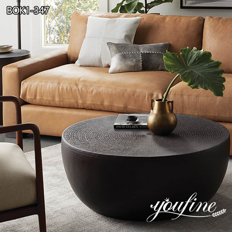  » Modern Round Black Metal Drum Coffee Table for Sale BOK1-347 Featured Image