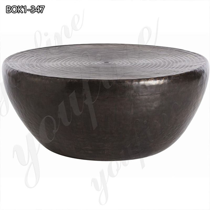 Modern Round Black Metal Drum Coffee Table for Sale BOK1-347 (1)