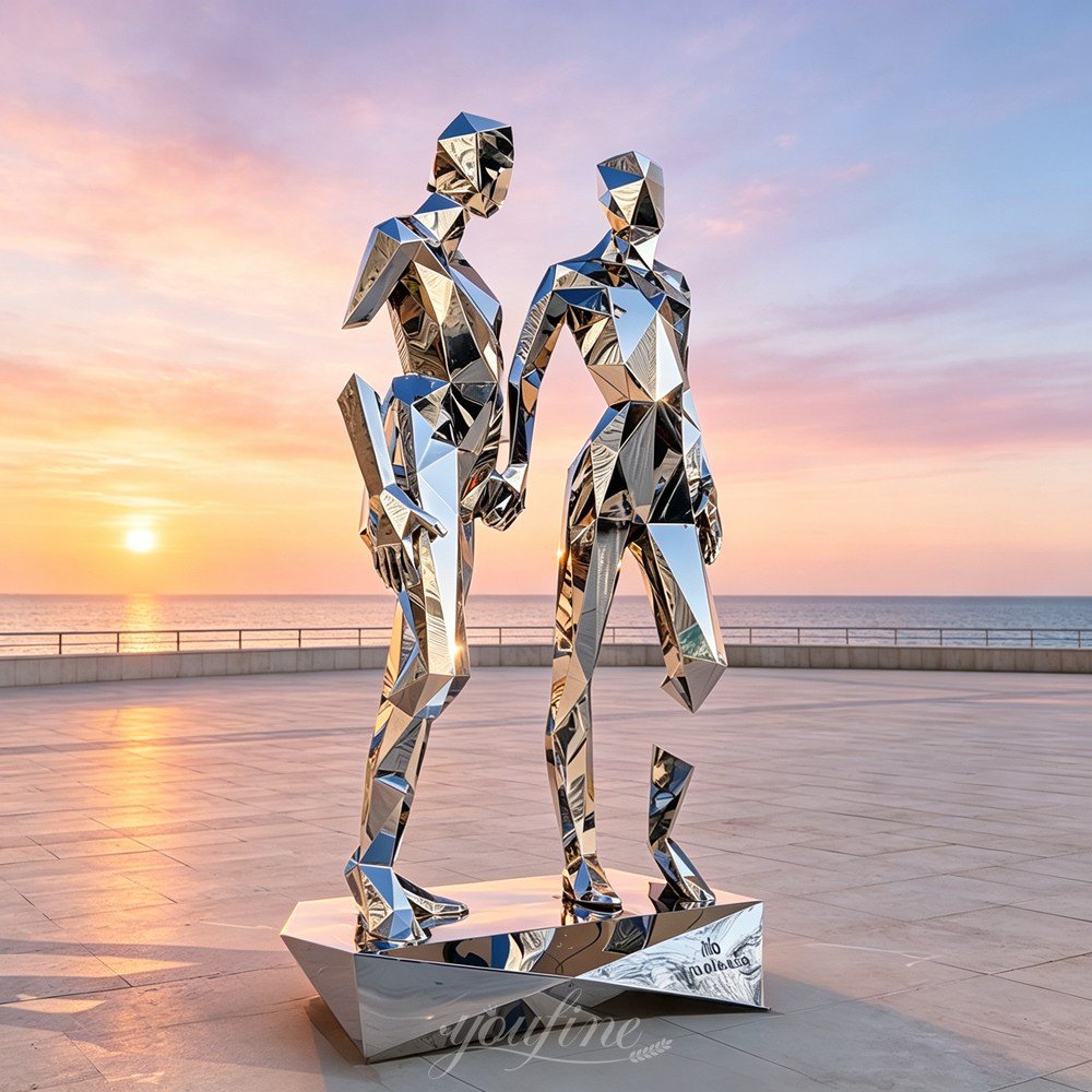 Modern Stainless Steel Broken But Together Statue Replica for Seaside