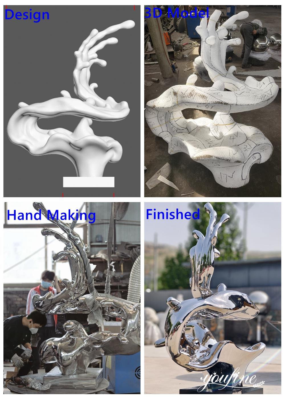 Modern Stainless Steel Metal Wave Sculpture Making Process