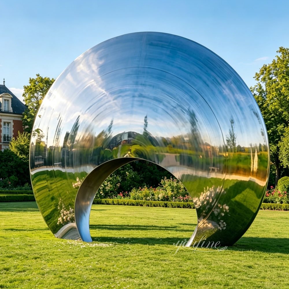Modern Stainless Steel Moongate Sculpture for Garden