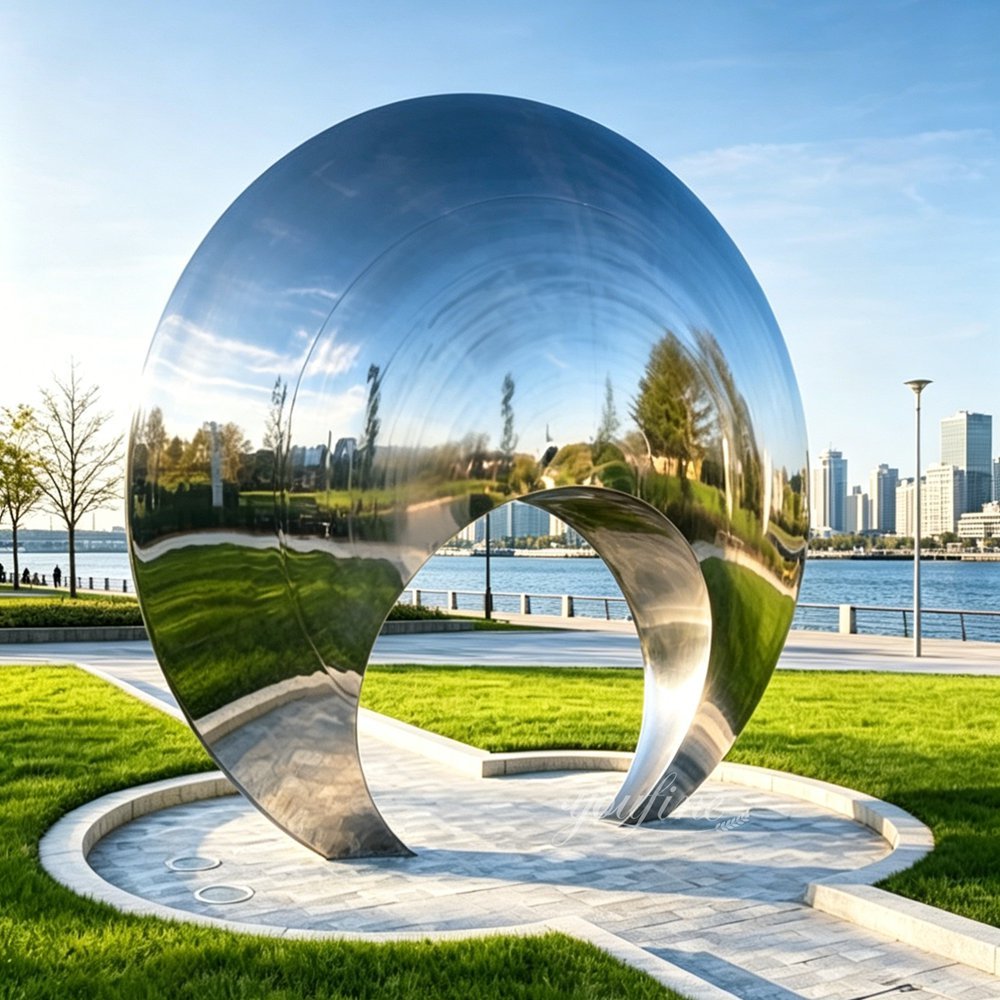 Modern Stainless Steel Moongate Sculpture for Park