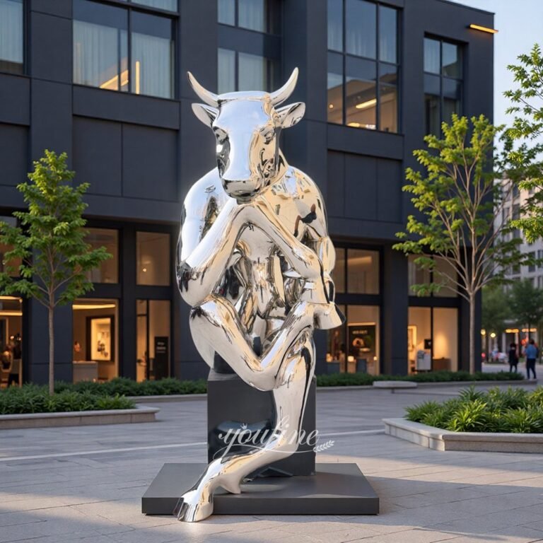 Modern Style Barcelona Thinking Bull Statue for Square Decor