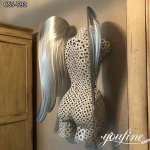 Modern Torso Metal Angel Sculpture Stainless Steel Wall Decor for Sale CSS-792