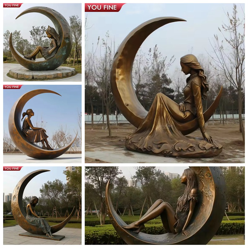 More Bronze Female Statues With Moon