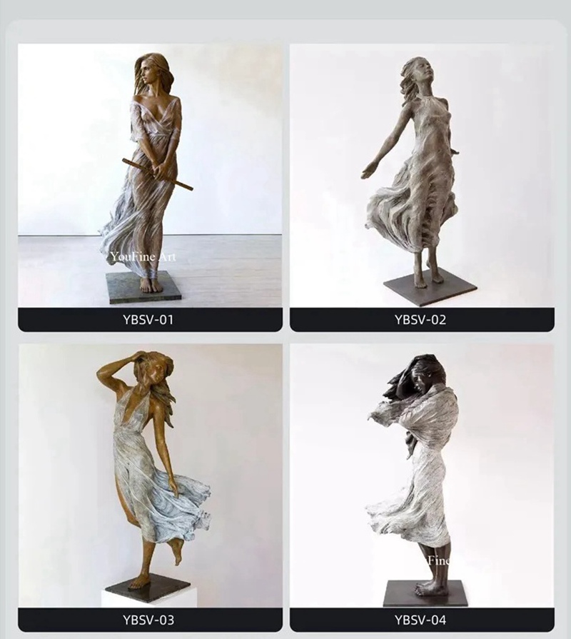 More Bronze Luo Li Rong Veil Girl Sculptures
