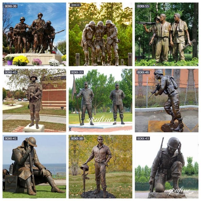 Fallen Soldier Memorial Statue with Helmet Rifle Boots