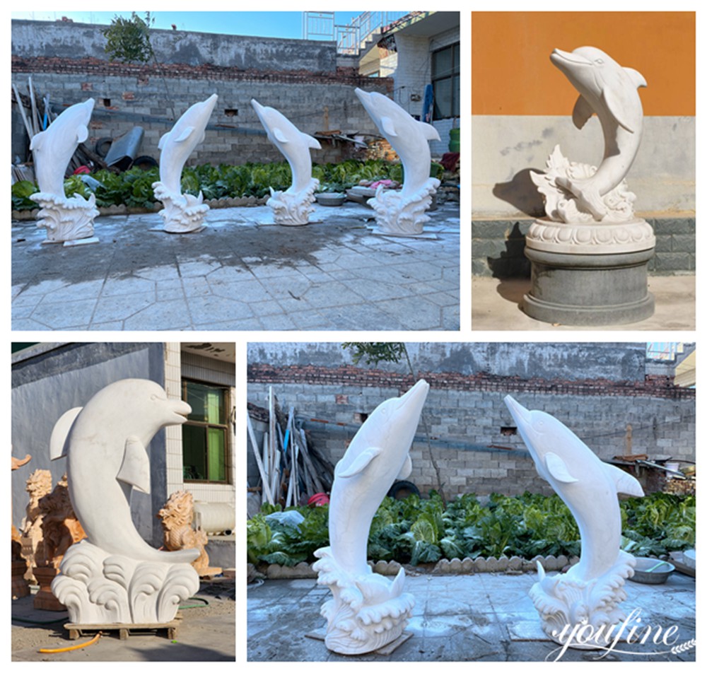 More Finished Marble Dolphin Sculptures