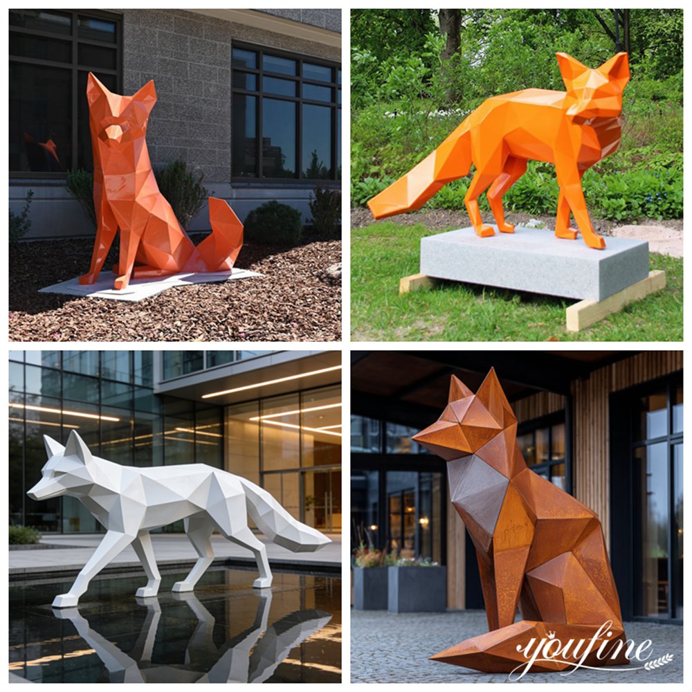 More Geometric Fox Sculptures