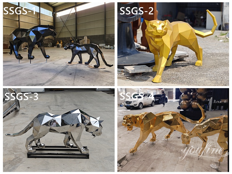 More Geometric Panther Sculptures