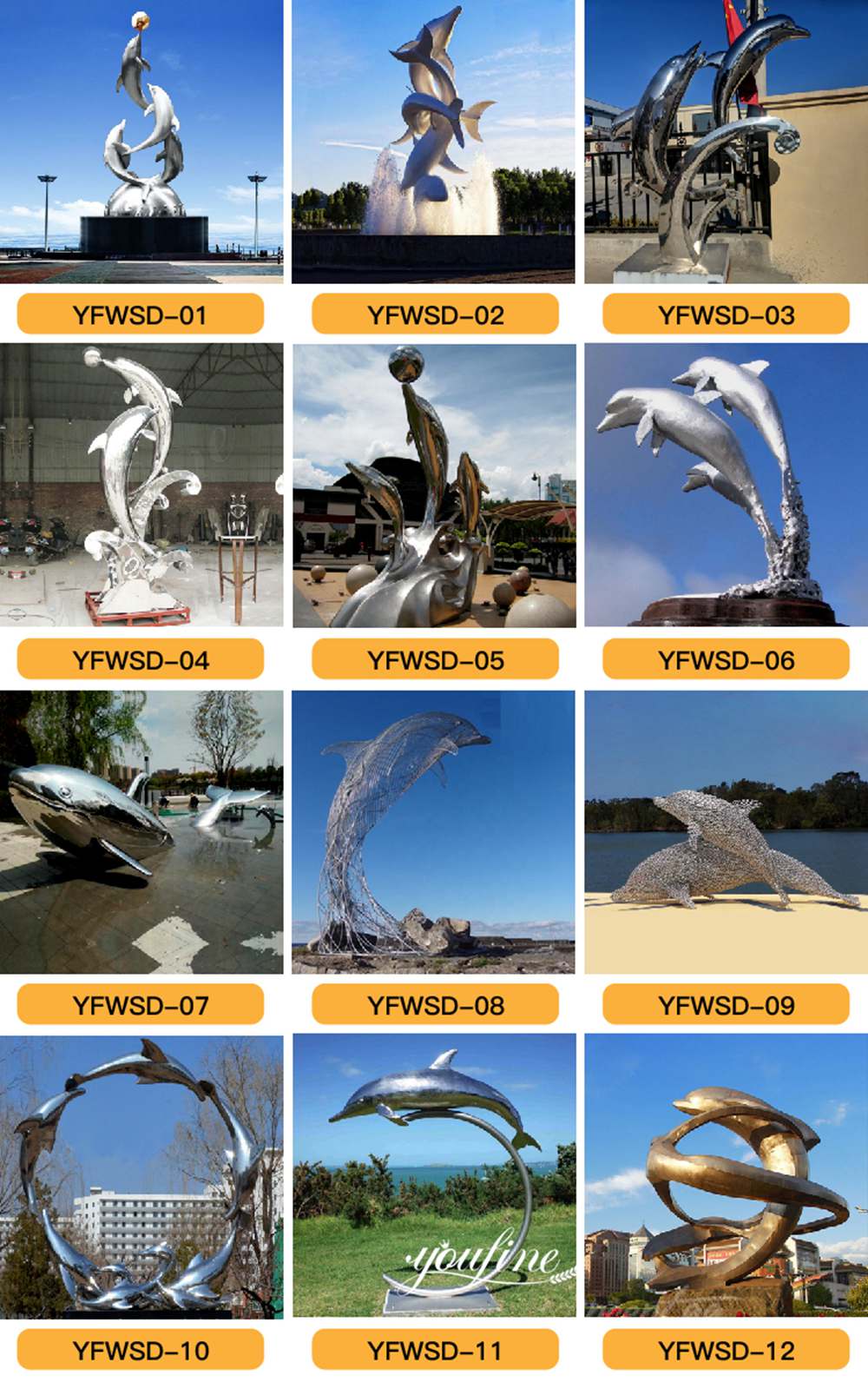 More Stainless Steel Dolphin Sculptures