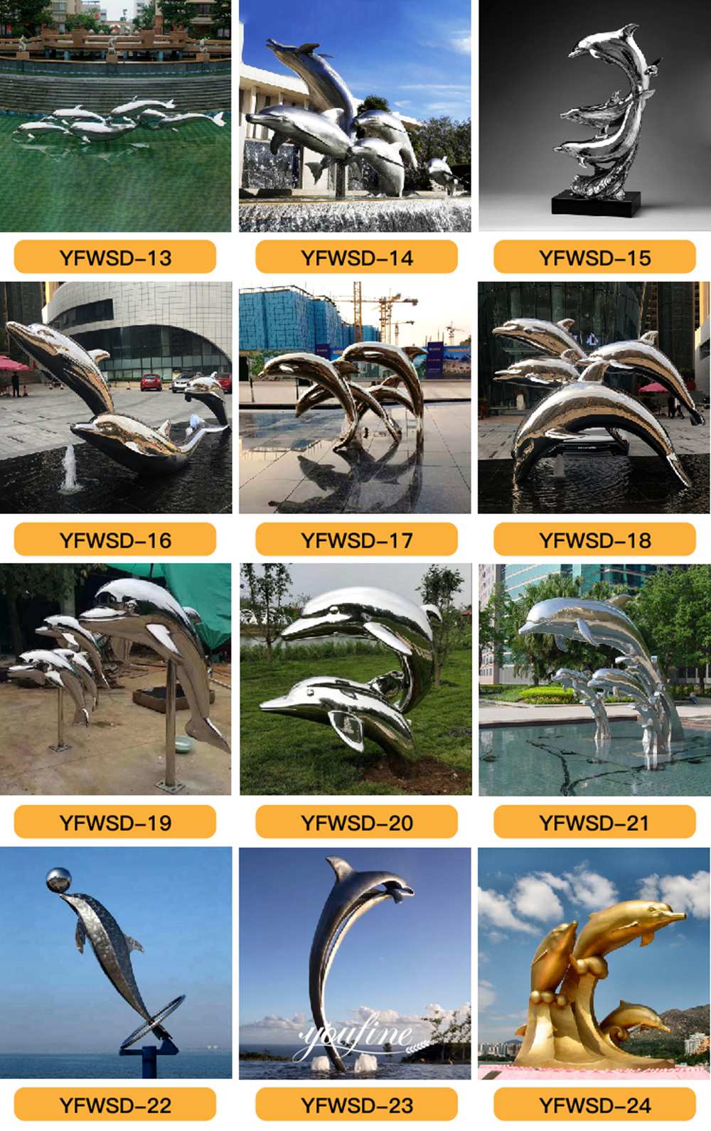 More Stainless Steel Dolphin Statues