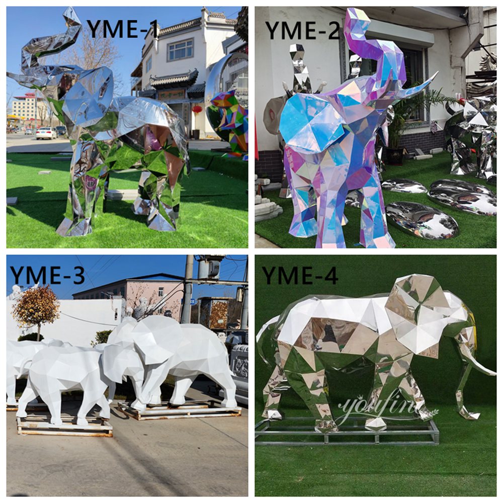 More Stainless Steel Geometric Elephant Sculptures