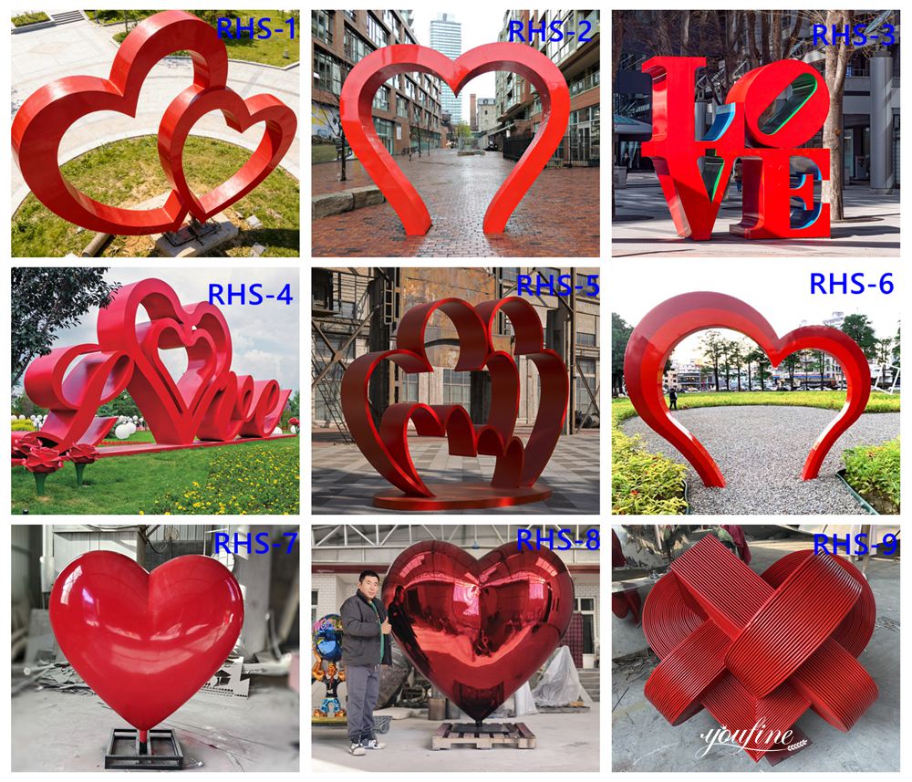 More Stainless Steel Red Heart Sculptures