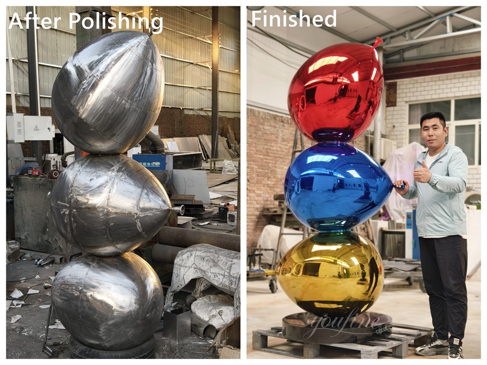 Multi-Color Stacked Balloons Art Sculpture Production Comparison